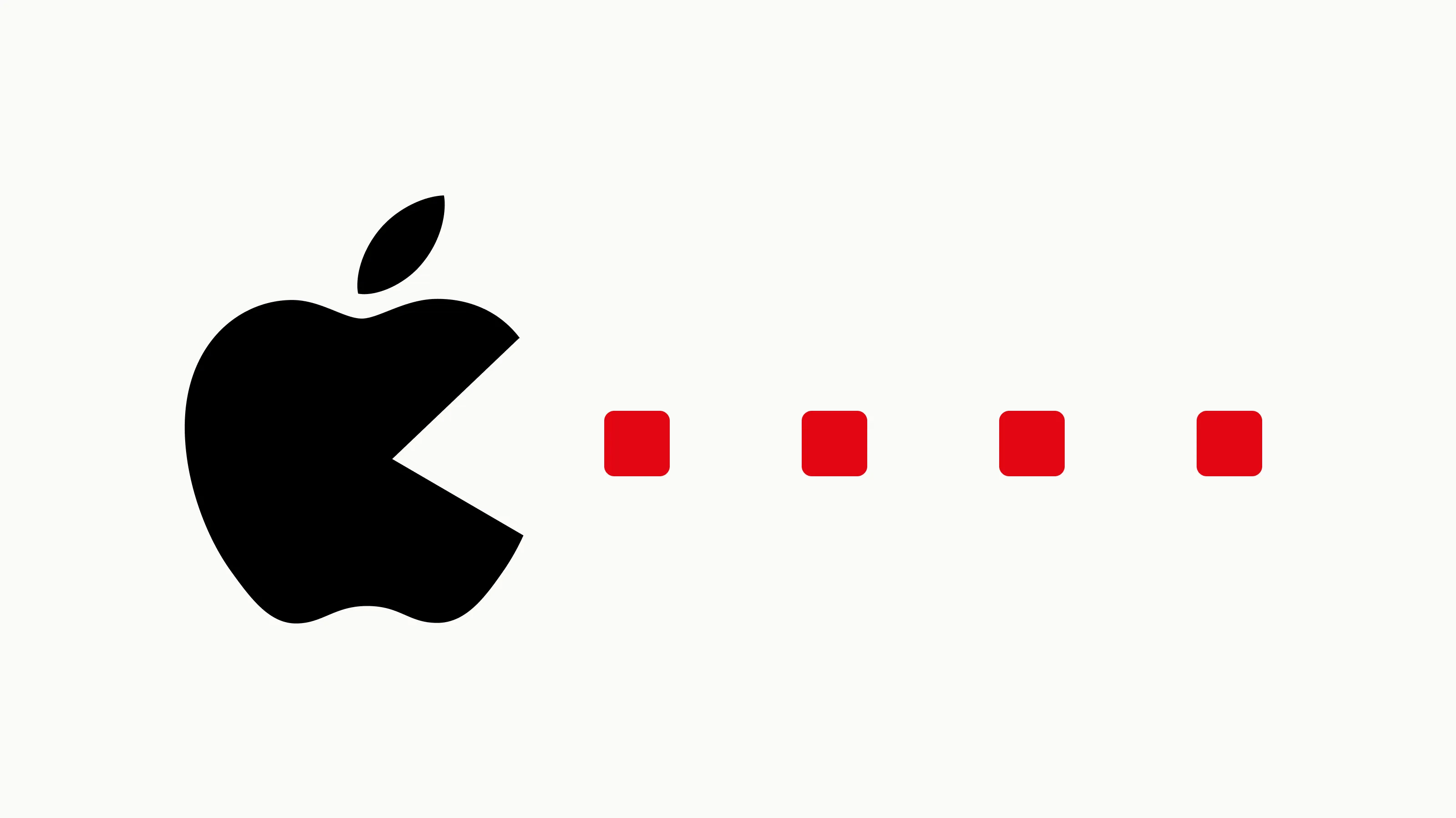A large black square absorbing a small red square. An abstract illustration of a platform absorbing a product as a feature.